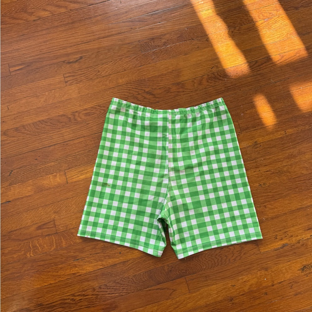 🍏 Green Gingham Bike Shorts - Picture 4 of 6